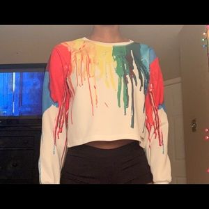 Long-sleeve rainbow  crop top | SHEIN